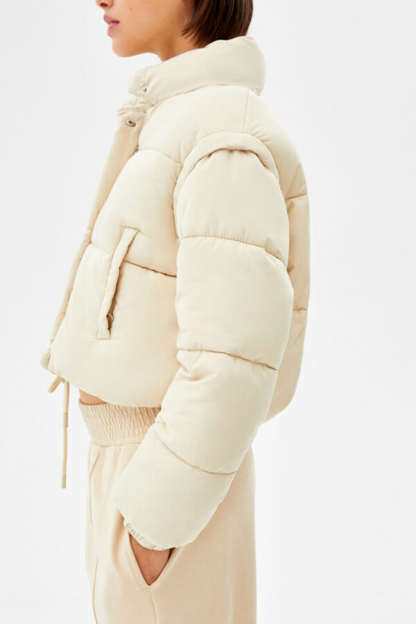 Short Nylon-Effect Puffer Jacket - Image 3