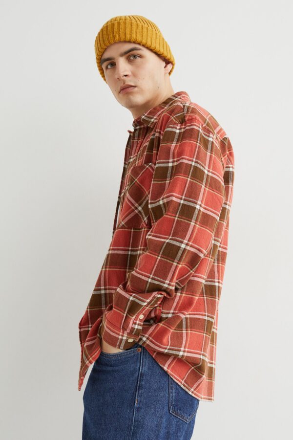 Relaxed Fit Plaid Flannel Shirt - Image 3